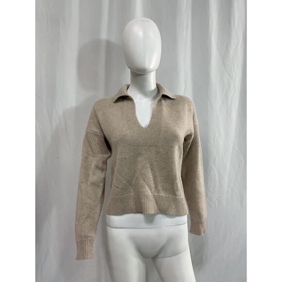 Naadam 'Recycled' Tan Cashmere Open Neck Polo Size XS - Picture 2 of 5